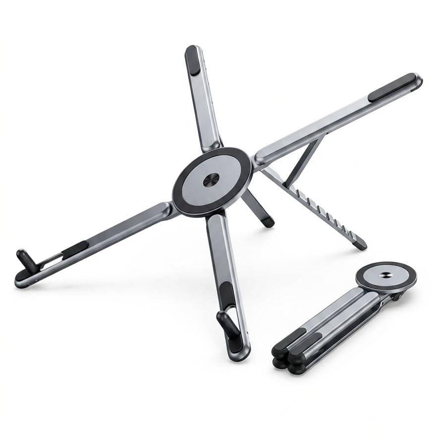 Multi-Purpose Foldable Stand for Laptop, Mobile & Tablet – Adjustable Aluminum Device Holder